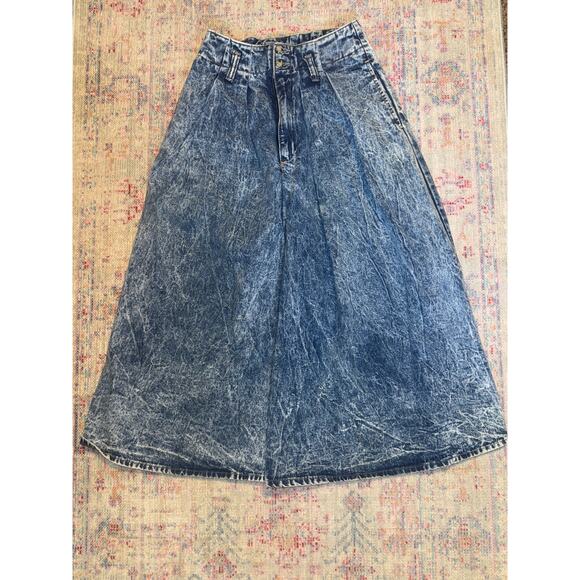 Vintage Bonjour Acid Washed Extreme Wide Leg Pants Culottes - Picture 1 of 8